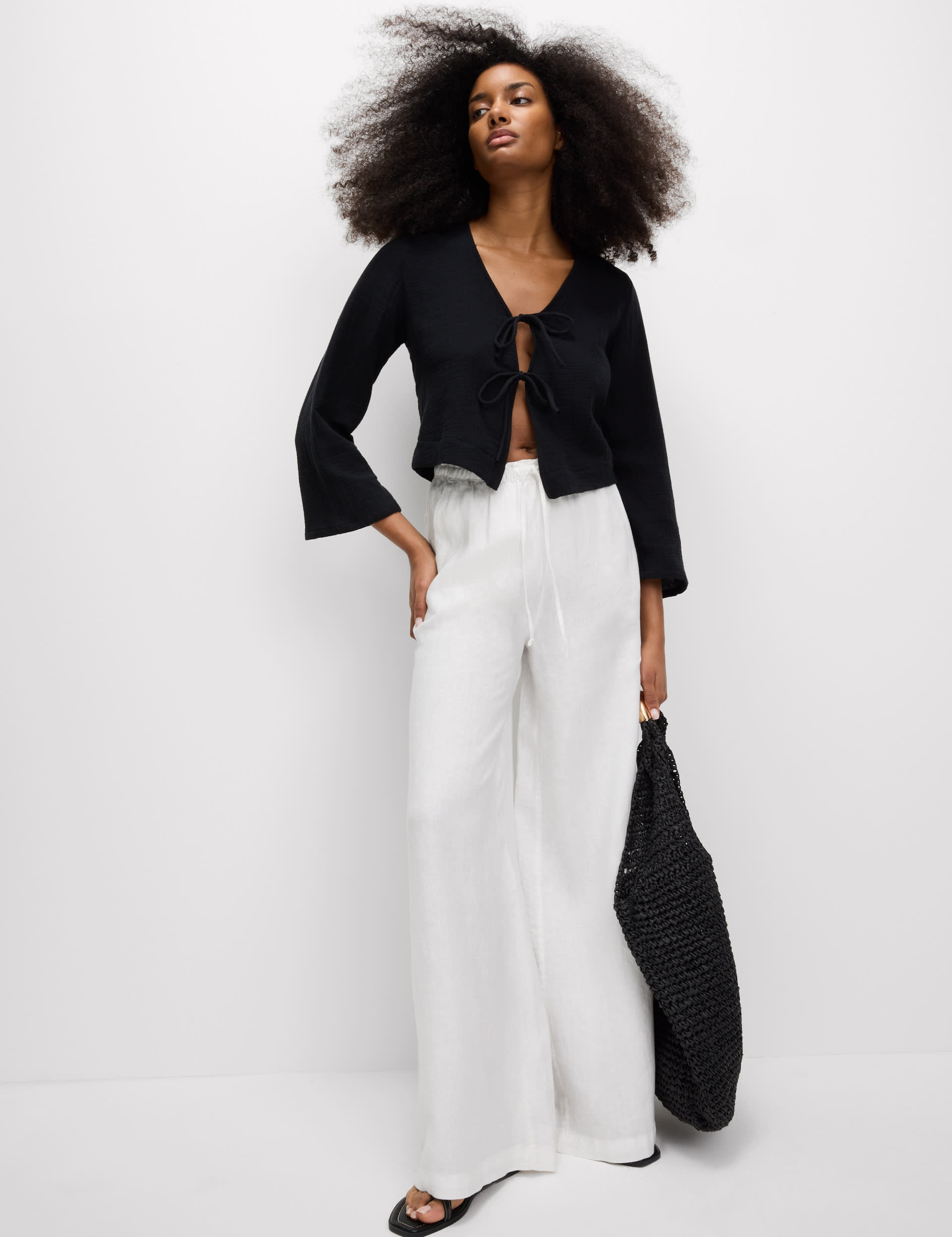 Pure Linen Palazzo Trousers