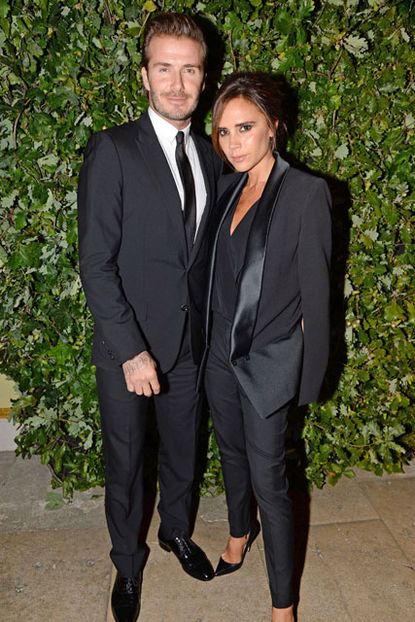 David and victoria beckham in matching black outfits at the vanity fair party