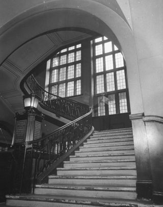 The main staircase in Scotland Yard with the ghost of Sir Robert Peel