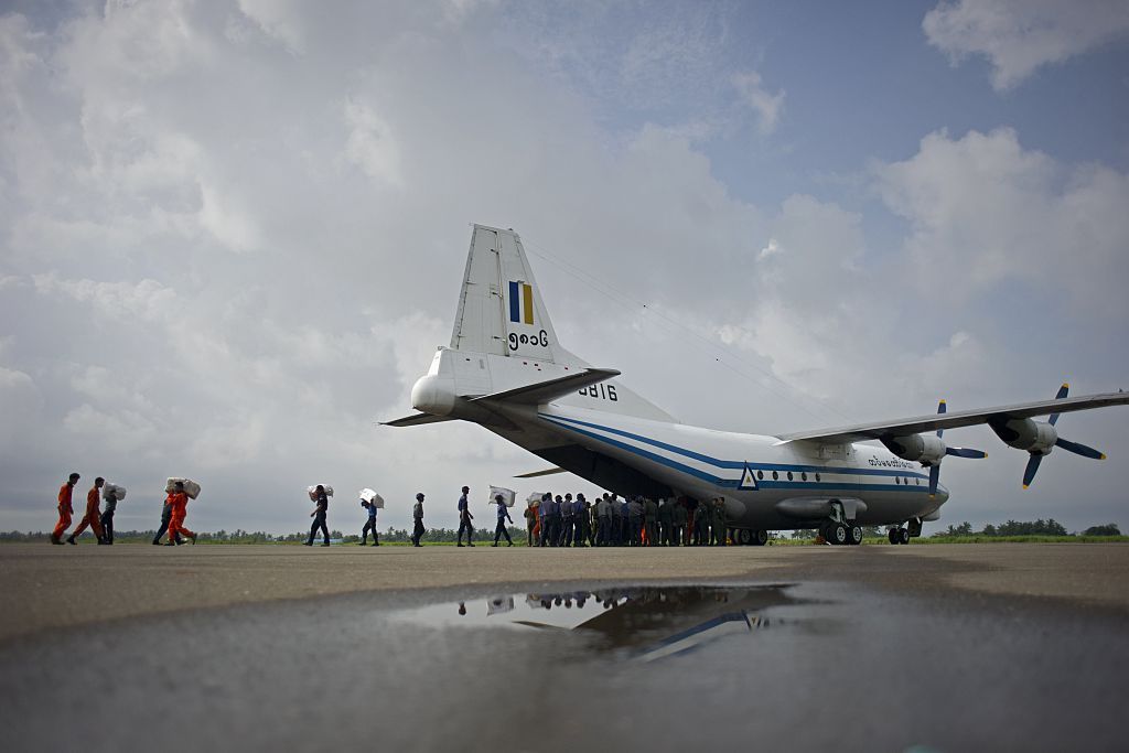 Myanmar Air Force Shaanxi Y-8, similar to the plane that disappeared. 