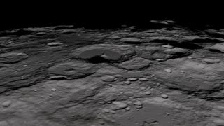 A view of the south pole of the moon from the Lunar Reconnaissance Orbiter.