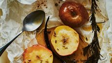 Baked apples and pine nut crumble