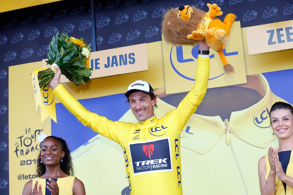 Fabian Cancellara in yellow after stage 2.
