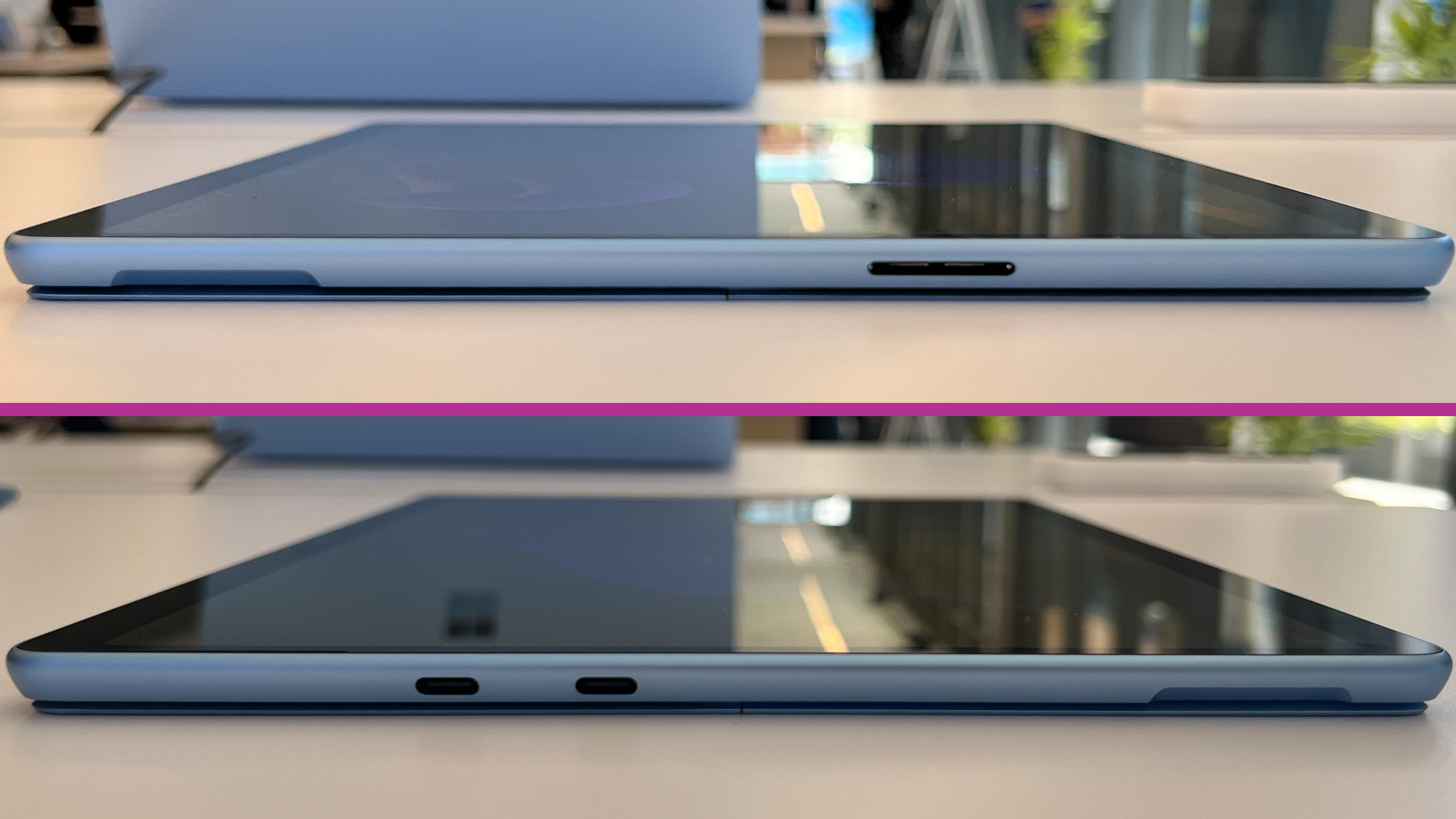 A composite image of the top and bottom sides of the Surface Pro
