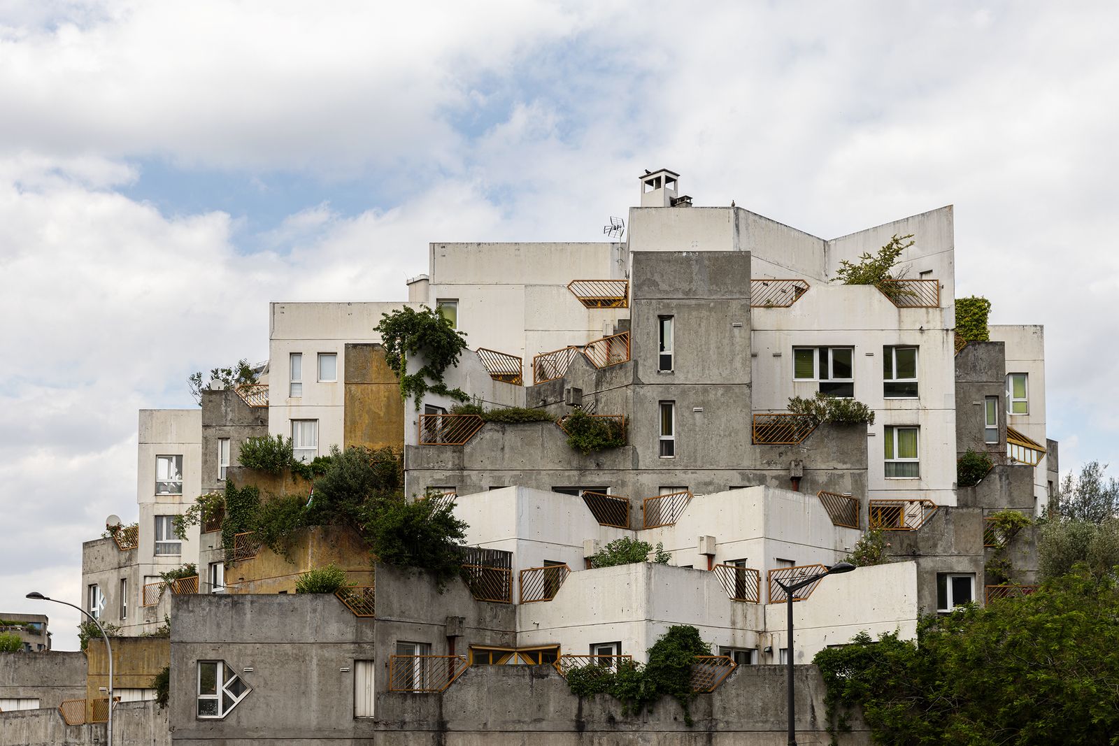 irregular brutalist apartment stack