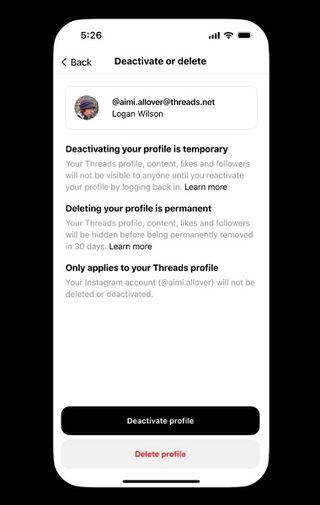 Threads now lets users delete their account without harming their Instagram profile.
