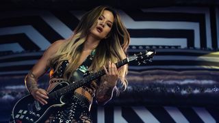 Kiki Wong of The Smashing Pumpkins performs onstage during a concert at Gunnersbury Park on August 10, 2025 in London, England