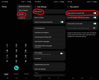 Samsung Galaxy Z Flip 4 menu system showing Flip exclusive options