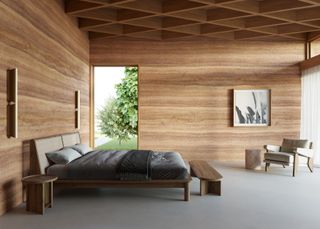 Timber clad bedroom