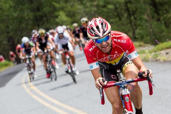 Phil Gaimon (Kenda/5 Hour Energy) attacks hard with 5km to go.