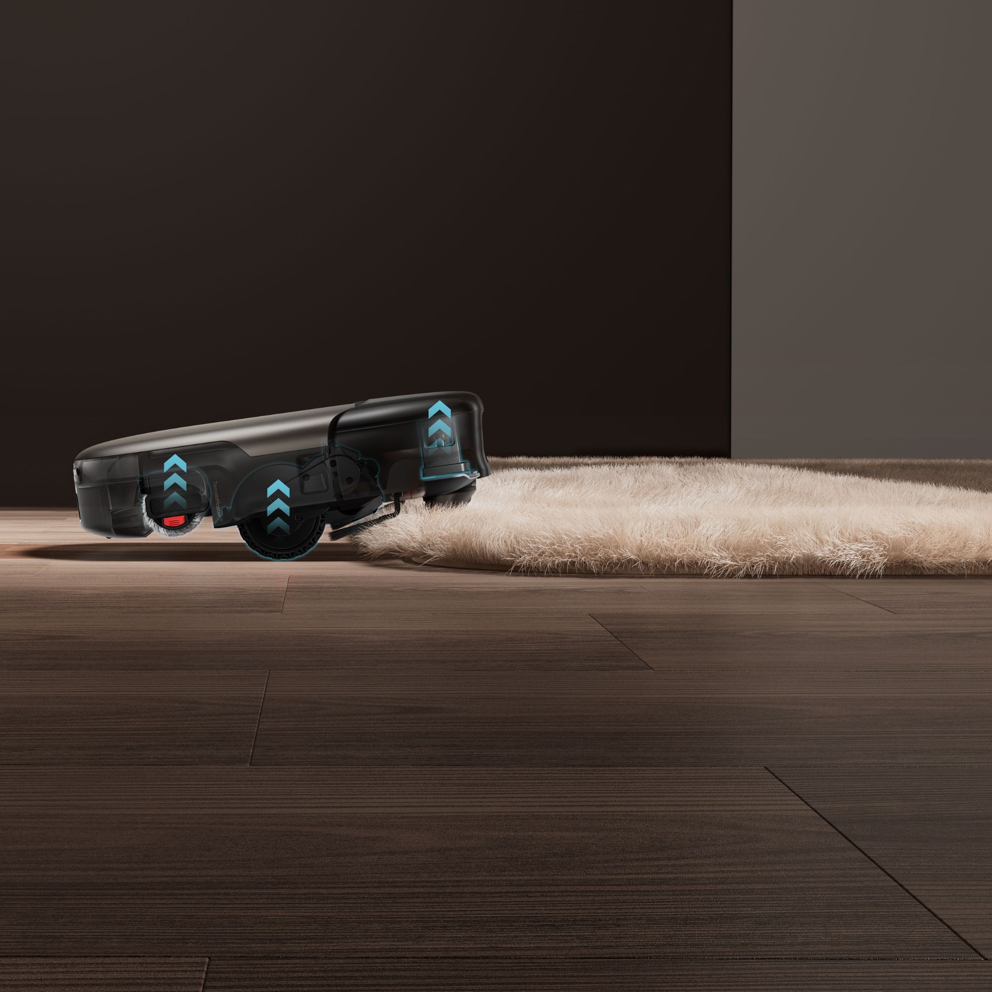 eufy Robot Vacuum Omni S2 cleaning over a fur rug