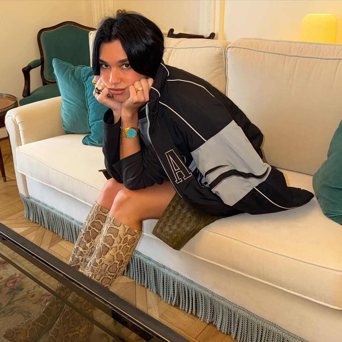 Dua Lipa wearing a watch