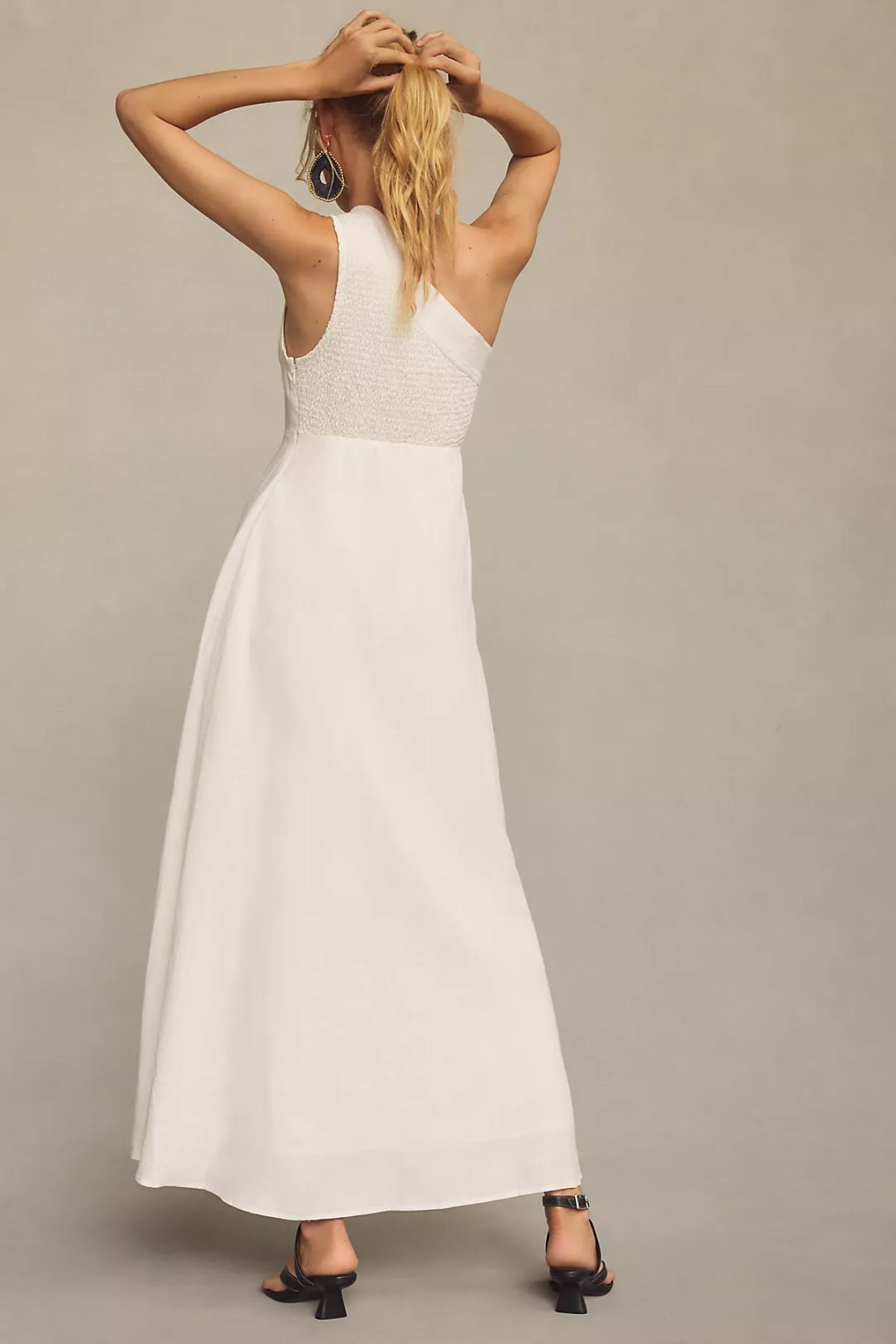 Farm Rio One-Shoulder Smocked A-Line Dress