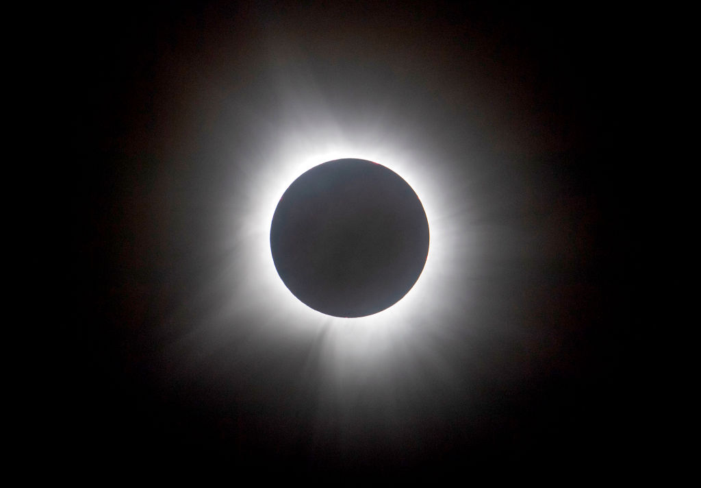 The total solar eclipse seen over Russellville, Arkansas with the solar corona on full display
