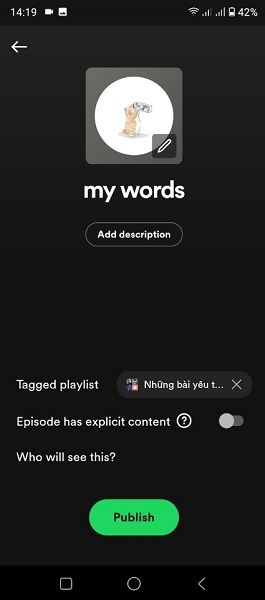 Potential look at the publishing screen for Spotify's reaction recording feature.