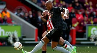 Gabriel Magalhaes in action for Arsenal against Brentford.