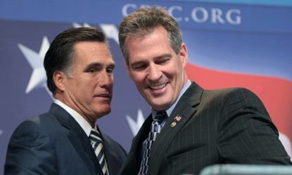 Mitt Romney and Sen. Scott Brown (R-Mass.) are pictured in 2010