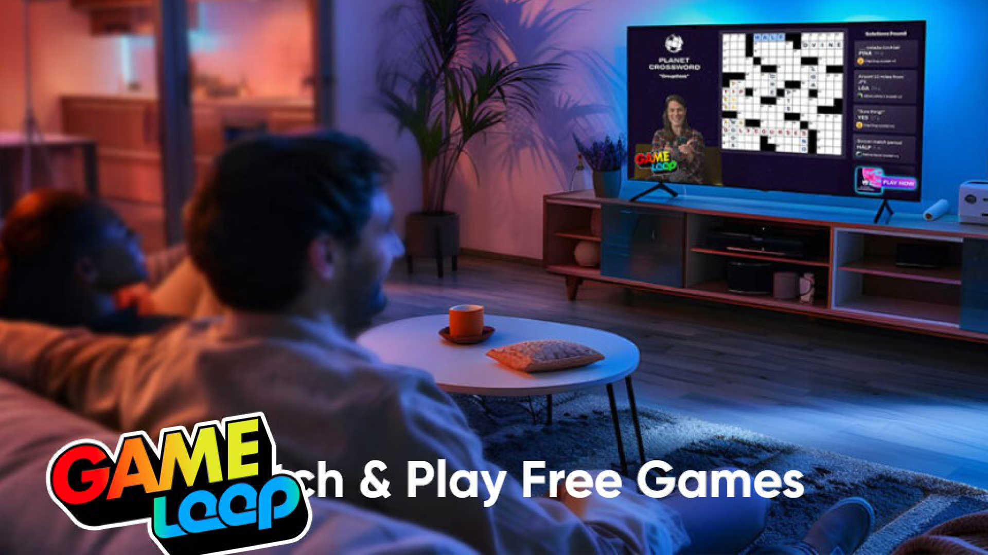 Game Loop TV on TV in living room