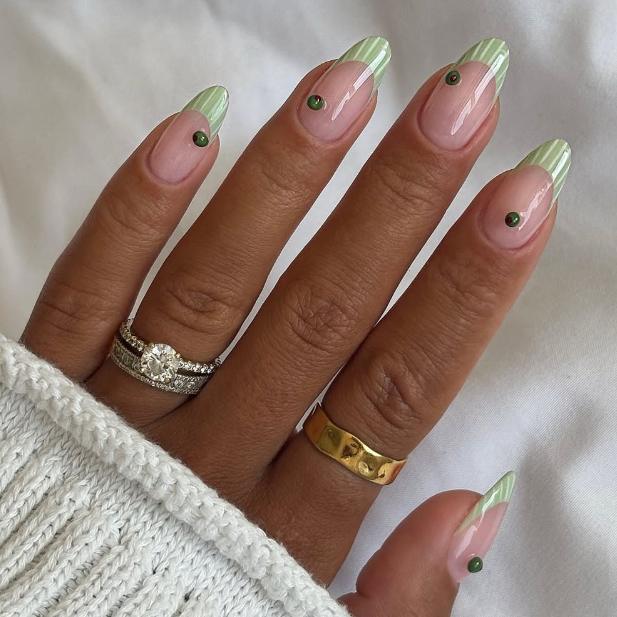 Matcha French-Tip Nails