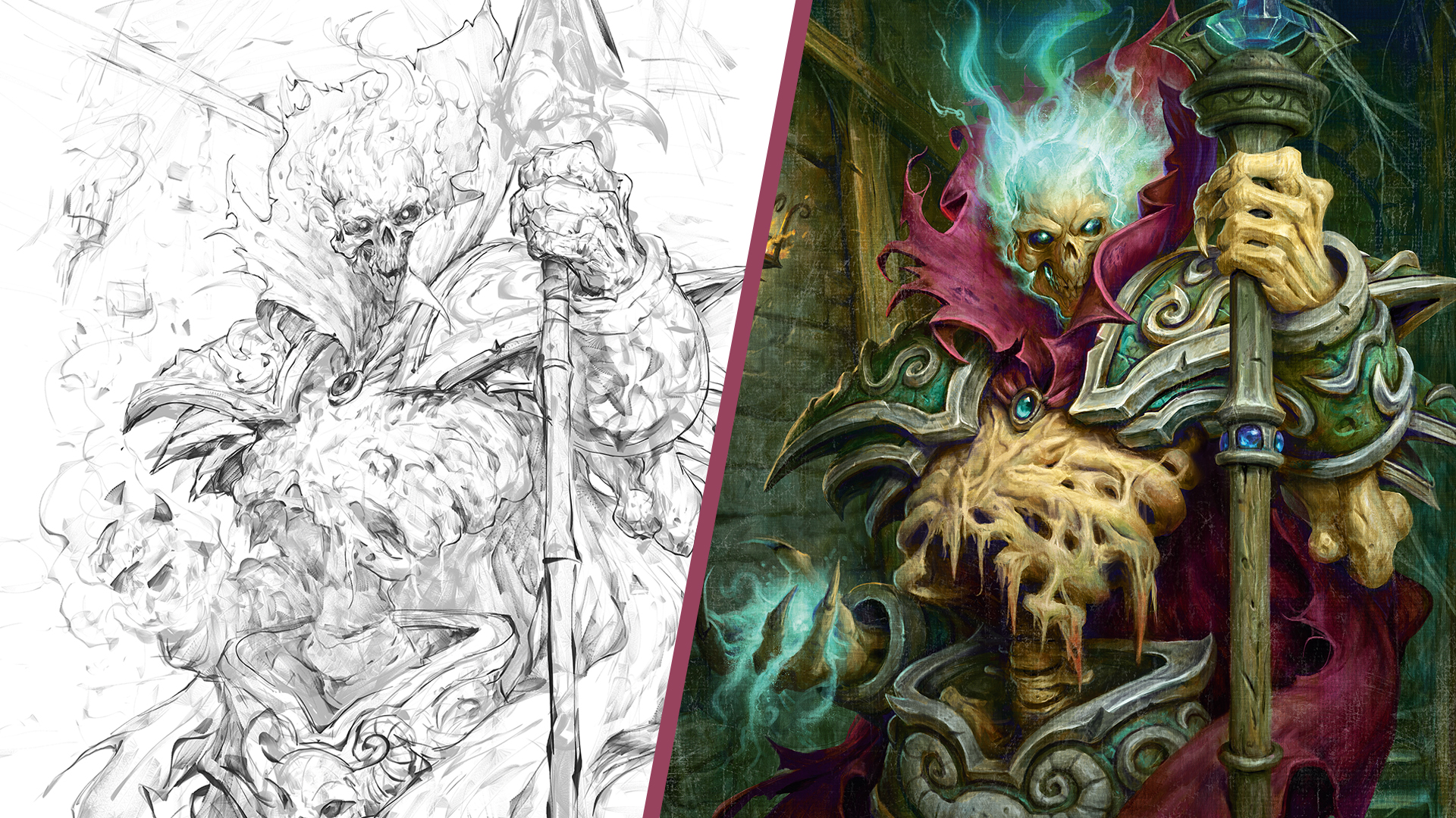 Digital art showing Hearthstone card character art in progress