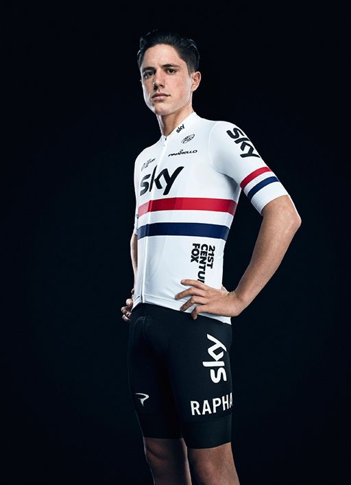 British national champion Pete Kennaugh has a special white jersey