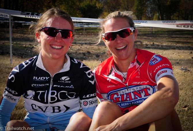 Longtime Tibco team-mates Amanda Miller and Meredith Miller had a happy reunion