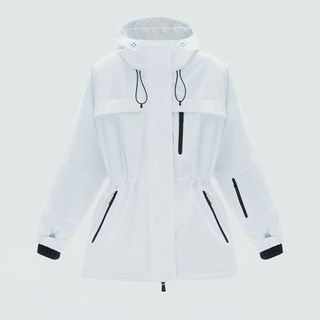 zara white ski jacket flat lay