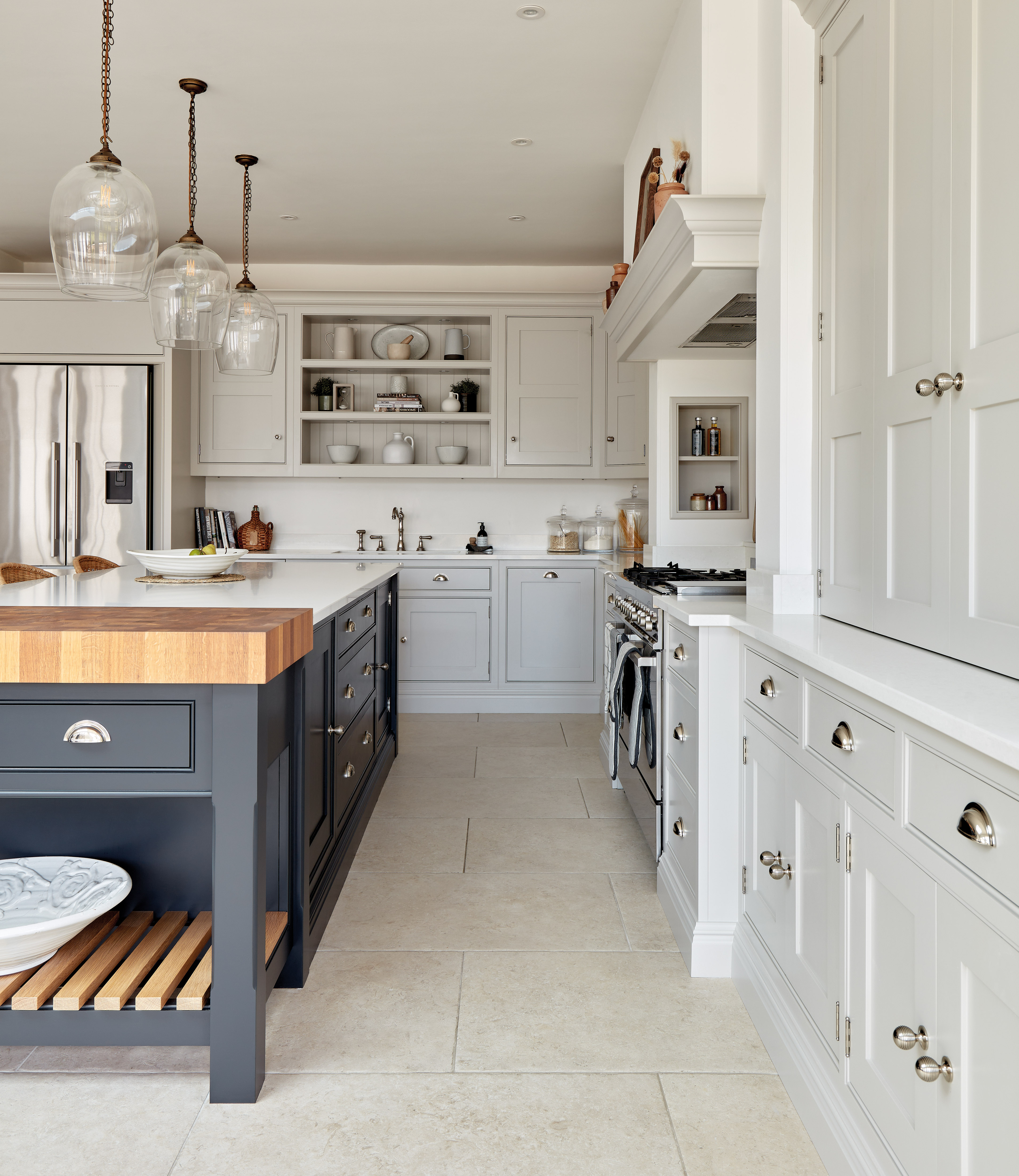 Tom Howley Hartford Collection Shaker-style kitchen in blue-grey and white