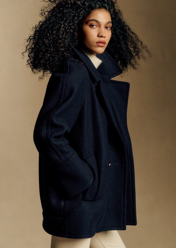 Jayden Coat - Navy - Wool - Sézane