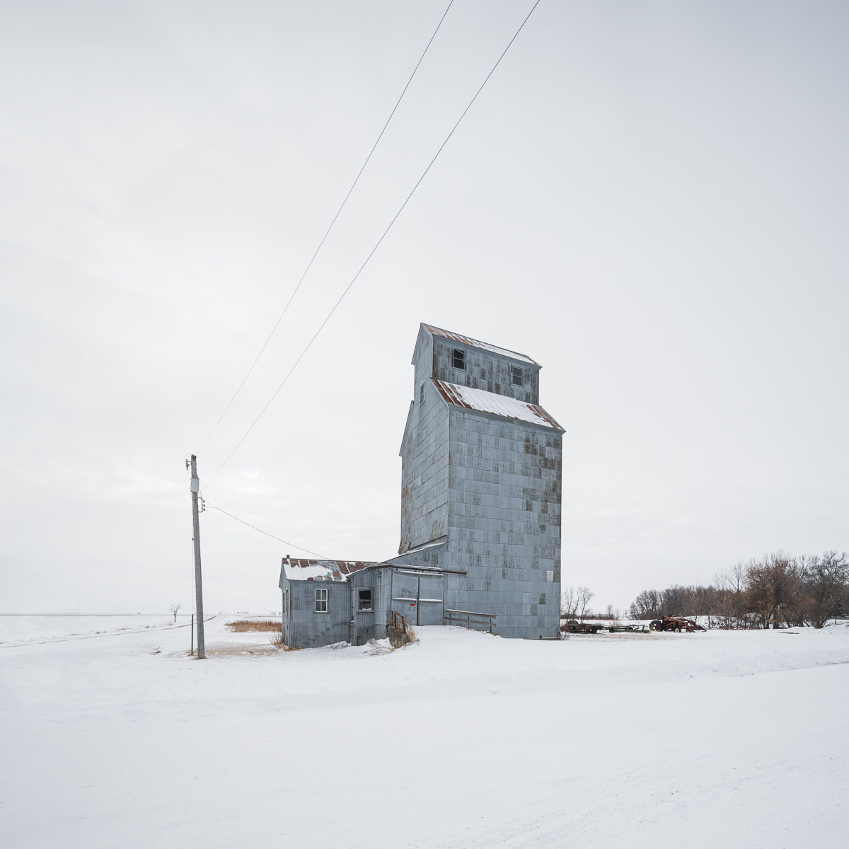 An old building in the winter in North Dakota