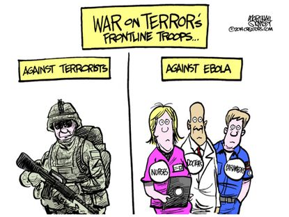 Editorial cartoon terrorism Ebola world