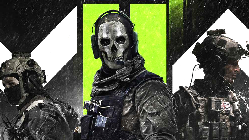 Призрак в Call of Duty: Modern Warfare 2 стоит рядом с двумя солдатами