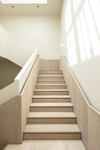 interior timber staircase at Snøhetta’s new extension at Ordrupgaard Art Museum