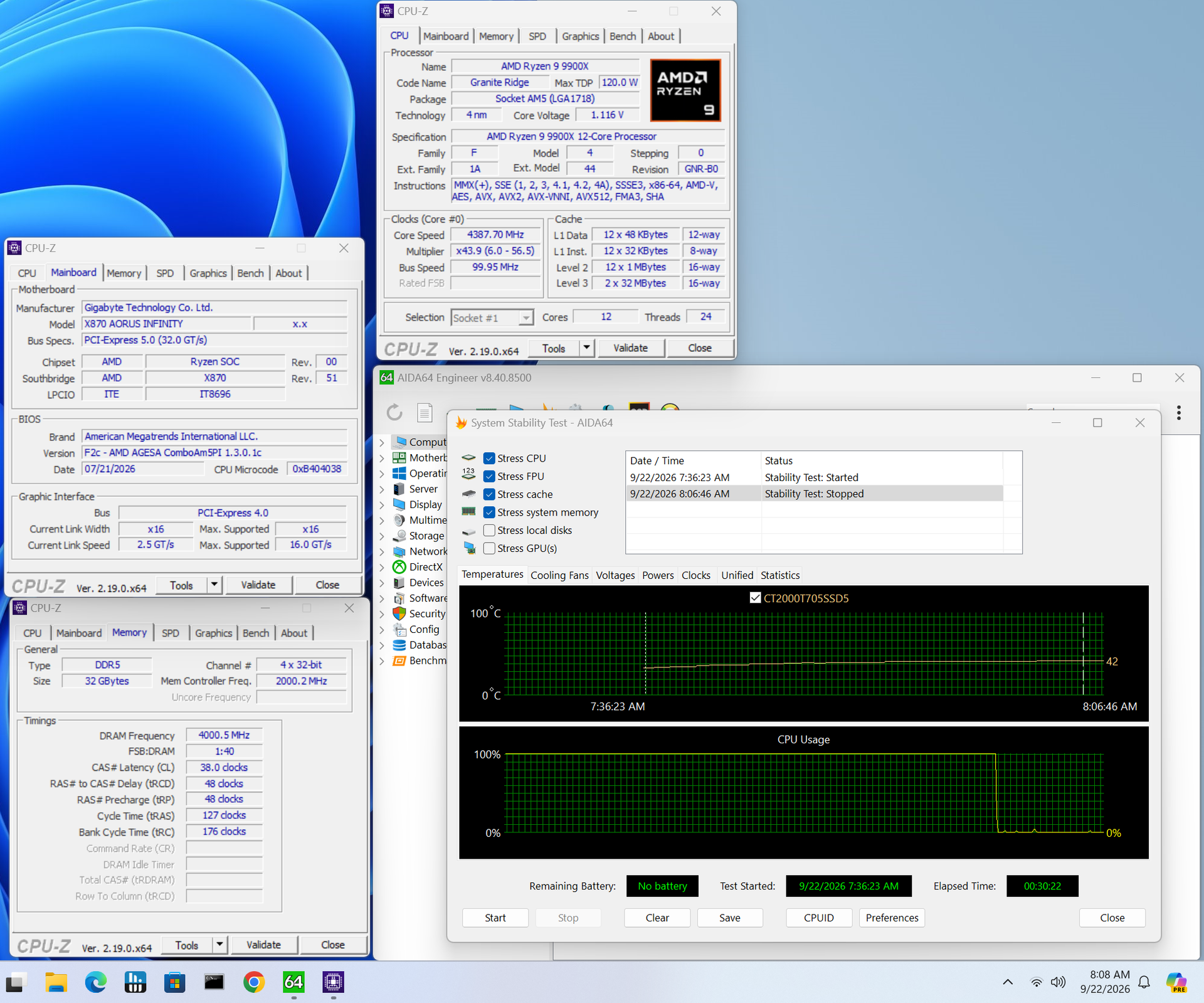 Gigabyte X870 Aorus Infinity - Memory benchmarking