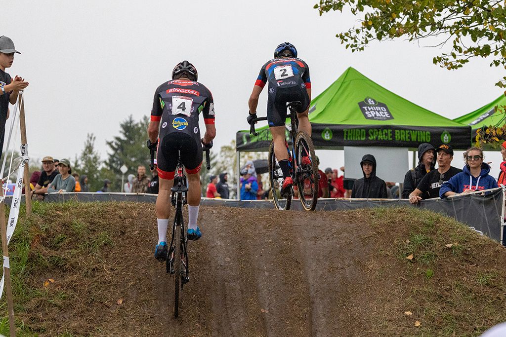 Ryan Kamo and Lars van der Haar at the Waterloo UCI Cyclo-cross World Cup men's elite race 2021