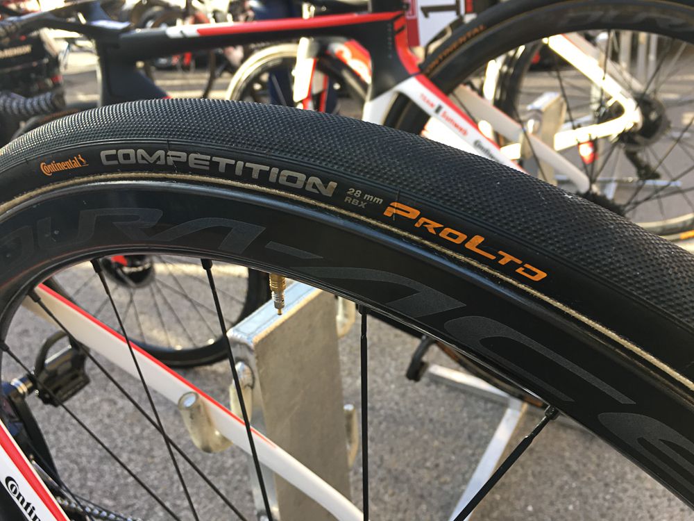 Team Sunweb used 28mm Rbx Continental Competition ProLtd tyres