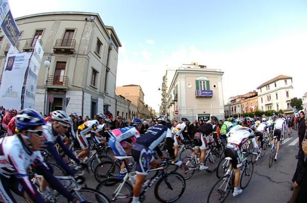 The peloton rolls out of Crotone for a 171.4km stage to Catanzaro.