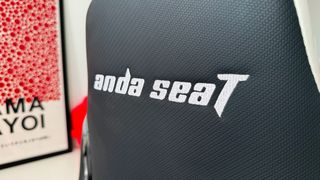 AndaSeat Kaiser 4's stitched logo on its backrest