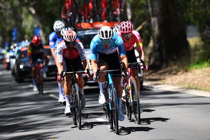 Franck Bonnamour leading the group at the Tour Down Under