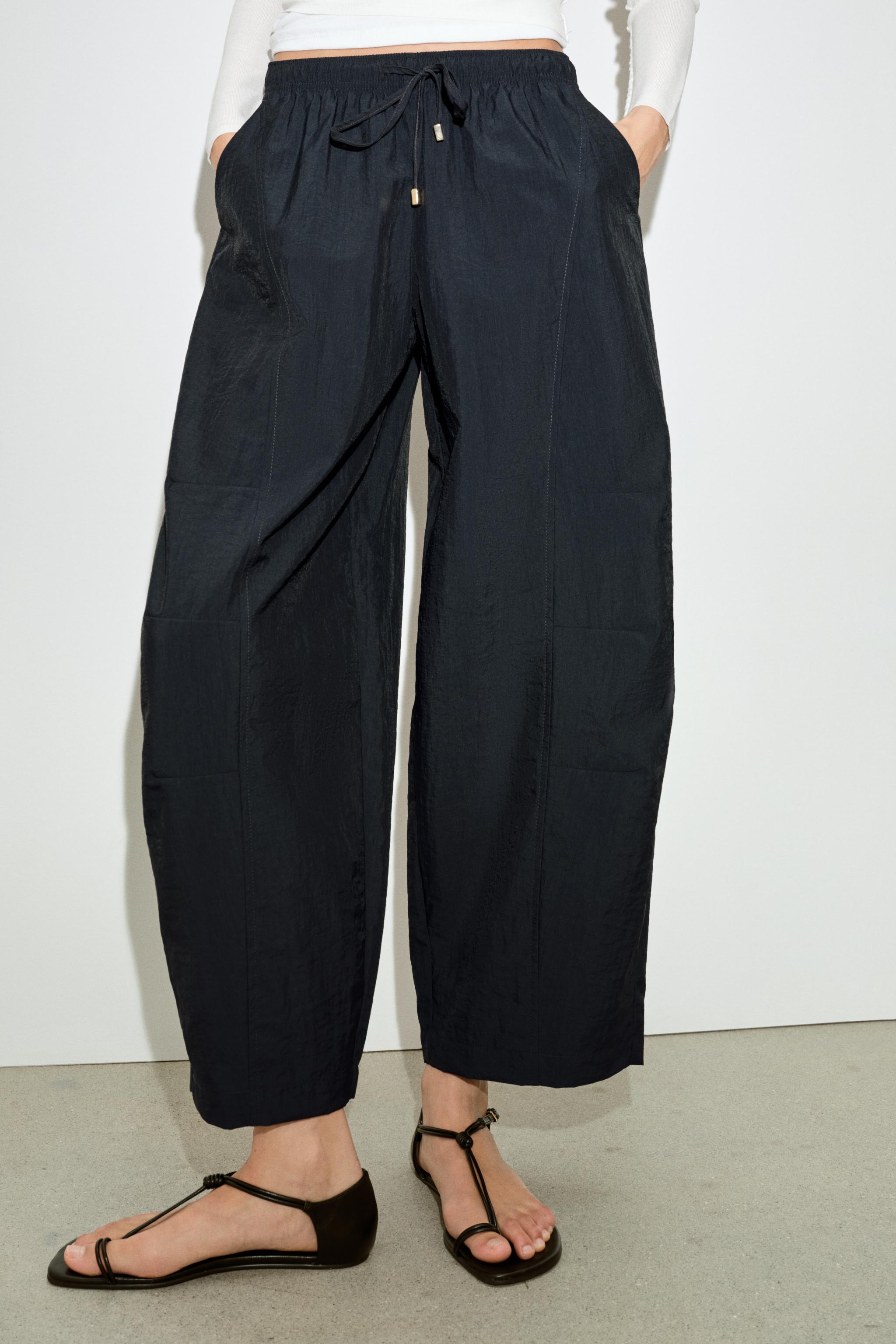 Elastic Waist Barrel Pants