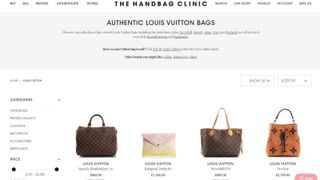 screenshot of the Handbag Clinic on the louis vuitton page