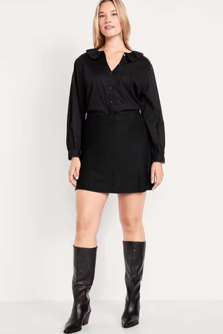 Old Navy, High-Waisted Crepe Flounce Mini Skirt