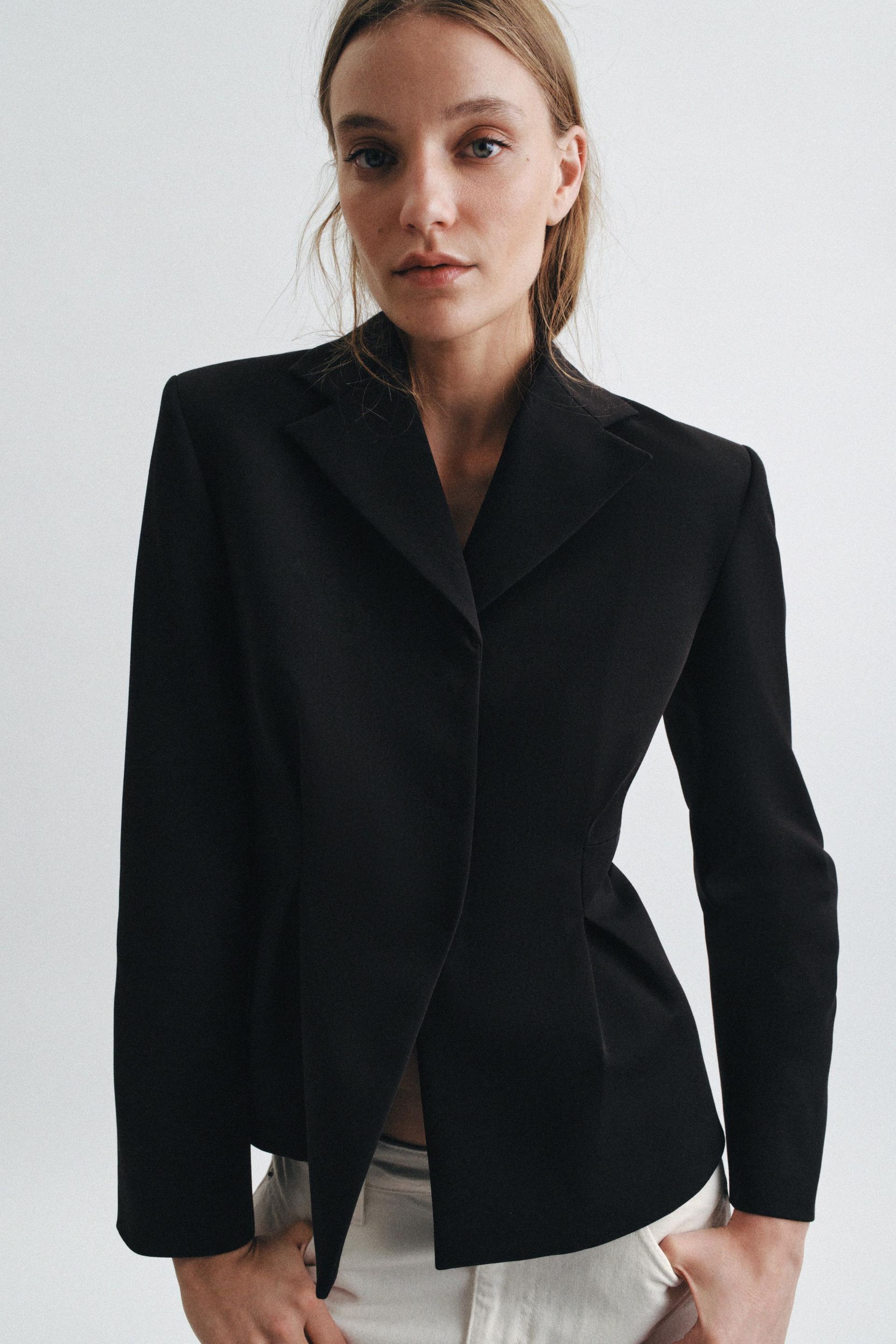Zw Collection Textured Peplum Blazer