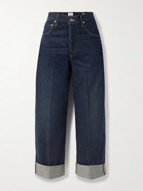 Ayla Baggy Cuffed Crop Mid-Rise Straight-Leg Jeans