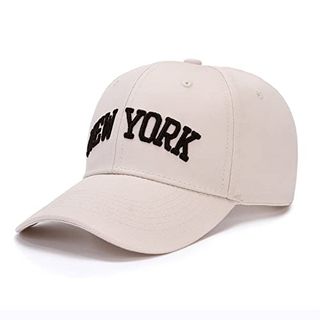 WODXCOR Classic Baseball Cap New York Embroidery 100% Cotton Adjustable Dad Hat Men and Women (Beige)