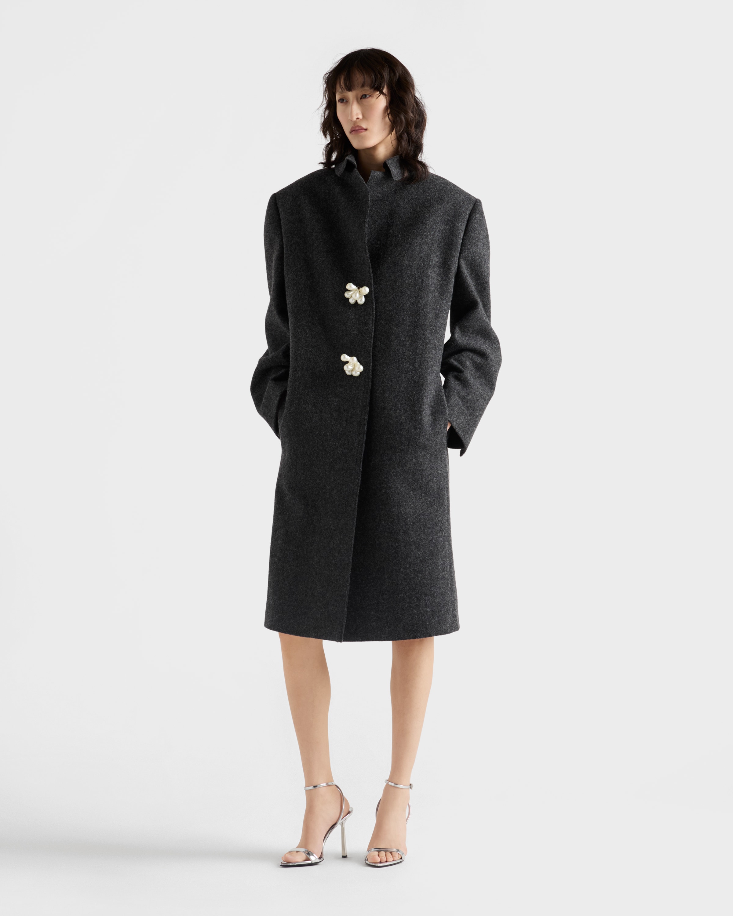 Shetland Wool Coat With Jewel Buttons
