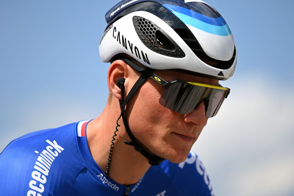 SONDERBORG DENMARK JULY 03 Mathieu Van Der Poel of Netherlands and Team AlpecinFenix during the team presentation prior to the 109th Tour de France 2022 Stage 3 a 182km stage from Vejle to Snderborg TDF2022 WorldTour on July 03 2022 in Sonderborg Denmark Photo by Stuart FranklinGetty Images