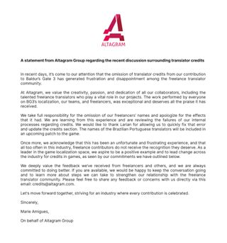 A statement from Altagram Group