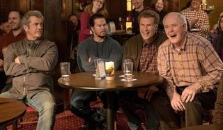 Daddy's Home 2 Mel Gibson and Mark Wahlberg glare at laughing Will Ferrell and John Lithgow