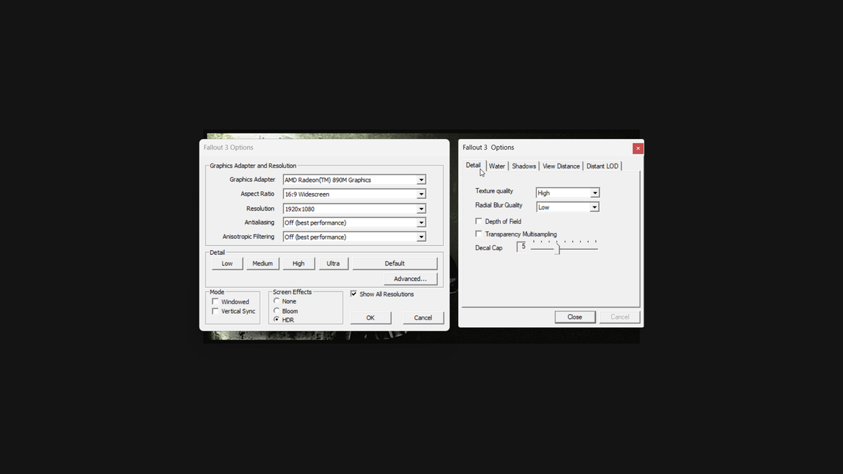Fallout 3 settings